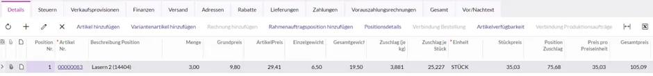 Integration der Legierungszuschläge in den Verkaufsprozess